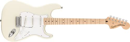 Squier by Fender エレキギター Affinity Series™ Stratocaster®, Maple Fingerboard, White Pickguard, Olympic White ソフトケース付きの外観・全体像 画像