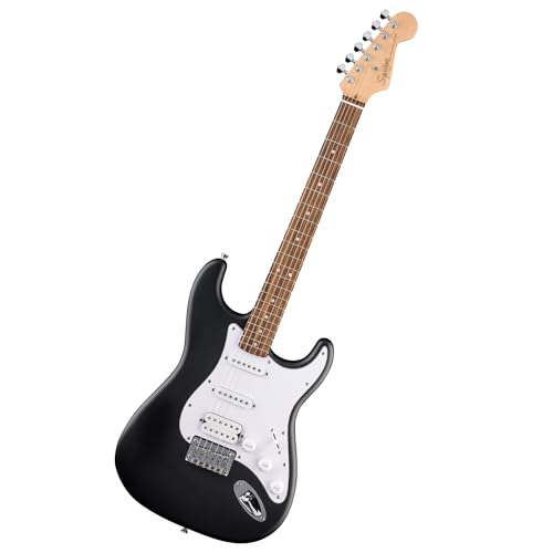 Squier by Fender スクワイヤー エレキギター Debut Collection™ Stratocaster® HT HSS, Laurel Fingerboard, White Pickguard, Black ソフトケース付きの外観・全体像 画像