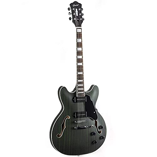 GROTE Full Scale Electric Guitar Semi-Hollow Body Guitar P90 Bone Nut Matte Paint (Green) 中間 画像