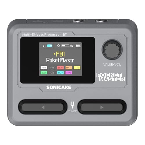 SONICAKE マルチエフェクター ギター/ベースアンプ モデリング IR キャビネット シミュレーション ステレオ OTG USB オーディオ インターフェイス BT オーディオ 1.77 インチ LCD カラー スクリーン 内蔵リチウム電池 Pocket Master (グレー)の外観・全体像 画像