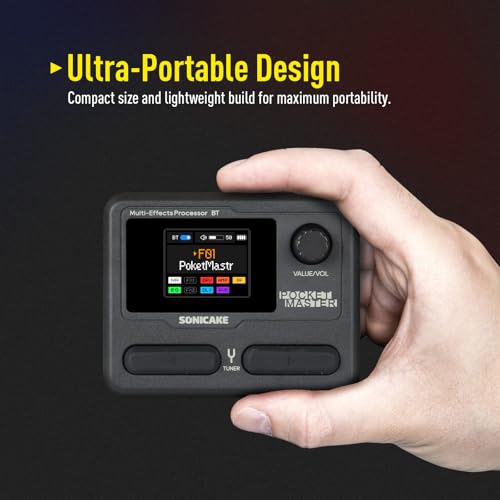 SONICAKE マルチエフェクター ギター/ベースアンプ モデリング IR キャビネット シミュレーション ステレオ OTG USB オーディオ インターフェイス BT オーディオ 1.77 インチ LCD カラー スクリーン 内蔵リチウム電池 Pocket Master (グレー)の特徴・詳細 画像
