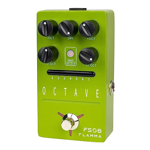 FLAMMA FS08オクターブペダルエレクトリックギターポリフォニックオクターブエフェクトペダルドライ信号制御7プリセットスロット オクターブグリーンの外観・全体像 画像