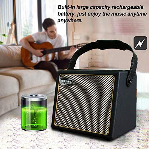 Coolmusic BP MINI アコースティック ギター アンプ、30 ワット BT スピーカー マイク入力付き充電式ポータブル アンプ ボリューム バス トレブル コントロール リバーブ コーラス効果をサポートの特徴・詳細 画像