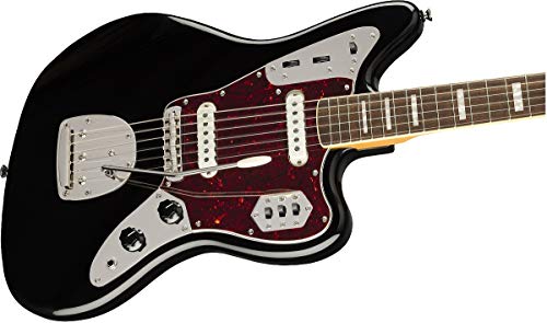 Squier by Fender エレキギター Classic Vibe '70s Jaguar®, Laurel Fingerboard, Black ソフトケース付きの外観・全体像 画像