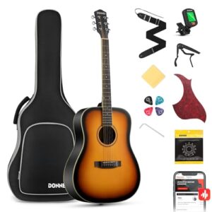Donner アコースティックギター 初心者セット スプルース製トップ 41インチ フォークギター ドレッドノート 右利き ソフトケース チューナー付属 DAG-1 サンバースト 1