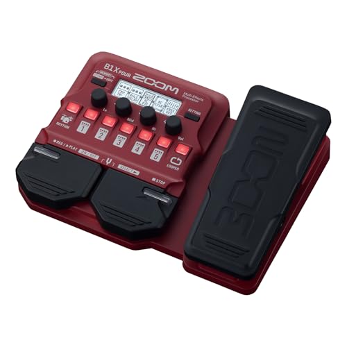 ZOOM ズーム ベースマルチエフェクター ペダル付き レッド B1X FOUR 71エフェクト 9アンプキャビネットモデル 最大5同時使用 ベーシスト 軽量コンパクト【国内正規品/メーカー保証3年】の外観・全体像 画像