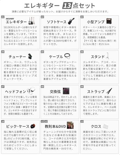 SELDER セルダー エレキギター ストラトキャスタータイプ サクラ楽器オリジナル STC-04/BB 初心者入門13点セットの詳細・まとめ 画像