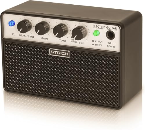 STRICH SEA-10B エレキギターアンプ コンパクト＆ポータブルワイヤレスアンプ デュアルチャンネル、クリーン/ドライブトーン、充電式エレキギターアンプ 2 x 5W 1/8 ヘッドフォン出力付きでどこでも練習可能の外観・全体像 画像