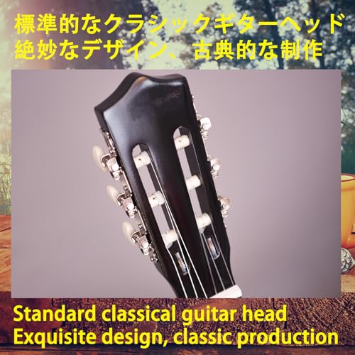 Aryari アコースティックギター 初心者入門練習セット 39インチ クラ フルサイズ ギター アダルト 大人 学生 入門向け ナイロン弦(ストラップ、弦、クロス、ピックなど付き)39 inch 黑の詳細・まとめ 画像