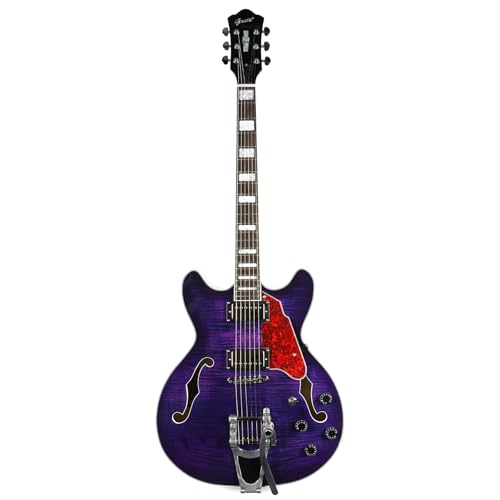 GROTE 335 style Jazz Electric Guitar with Bigsby Semi-Hollow Body (Purle)の外観・全体像 画像