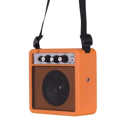 5W ギターアンプスピーカー、ボリュームトーン調整機能付き、アコースティックエレクトリックギター用軽量ポータブルミニアンプ、3.5mm & 6.35mm入力 (ブラック) (黄色)の外観・全体像 画像