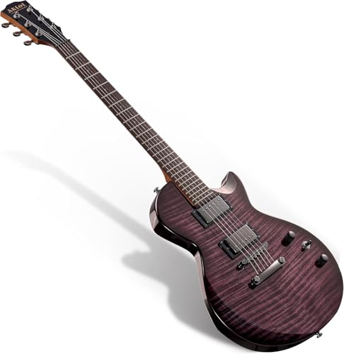 AKLOT 24フレット・エレキギターキット ― シングルカット（LPスタイル）、コイルスプリット搭載ハムバッカーピックアップによるモダンな演奏性、必須アクセサリー付属、ヴァイオレット・ヴェノムの外観・全体像 画像