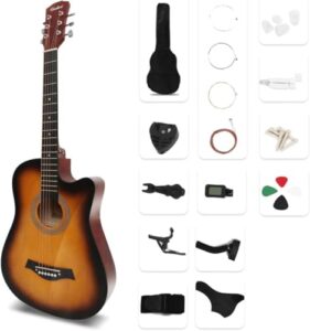 アコースティックギター 17点セット 初心者入門セット 練習ギター ソフトケース付き アコギ guitar 艶サンセットレッド A 1
