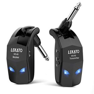 ギターワイヤレスシステム エレキ 送受信機 ブラックUSB充電 ギターに直接プラグ・イン エレキアンプ 8時間連続使用可 4チャンネル 1