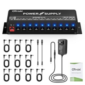 OTraki エフェクター 電源 10チャンネル 独立出力 ギター パワーサプライ LED指示機能 短絡保護 エフェクター電源ケーブル付き パワーサプライ 低騒音 電源供給 電源アダプター Electric Guitar Effect Power Supply 日本語説明書 ブラック 1