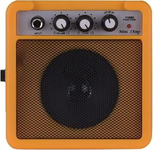 ギターアンプスピーカー,5W ミニギターアンプ アンプスピーカー 3.5mm および 6.35mm 入力 1/4 インチ出力 ボリュームトーン調整オーバードライブをサポート 1
