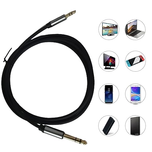 6.35mmから3.5mmケーブル エレキギターサウンドミキサー用 電子ドラム シールドライン ノイズリダクション 6.35mmから3.5mm デュアルチャンネル オス-オス エレキギター用3.5ケーブルの特徴・詳細 画像