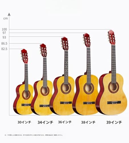 Fiozweaクラシックギター—入門用練習モデル|ナイロン弦アコースティックギター|学生・大人・初心者の方に最適|38インチおよび39インチのサイズ展開|エッジを丸めたCシェイプネック|ピュアで豊かな響き|試験 (39インチ,ブラック)の特徴・詳細 画像