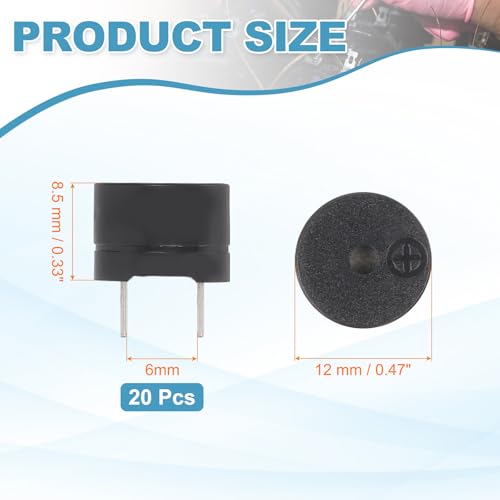 uxcell 20個 パッシブブザー DC1.5-5V 12x8.5mm 電子音ブザー アラーム 圧電ブザー 連続音 物理回路 警報 安全 開発ボード 店舗用の詳細・まとめ 画像