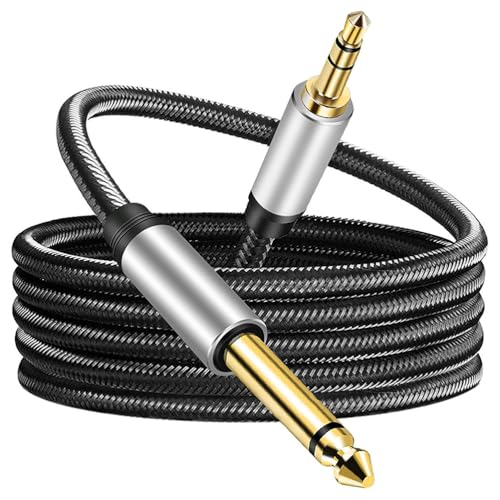 ULDIGI 黒色のゴムナイロン素材使用した3.5mm6.5mmへのギターオーディオケーブル 金メッキコネクター搭載に音質向上させるシールドケーブルすの外観・全体像 画像