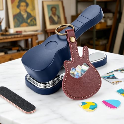 ギターギターピックパンチャーピックパンチャー - カラフルでクールなアートアートツールキットツールキット - ギターピック作成用打ち抜きツール | ミュージシャンプレイヤー向け 男の子 青少年 誕生日パーティー アートクラフト 学校卒業 ベース装飾の特徴・詳細 画像