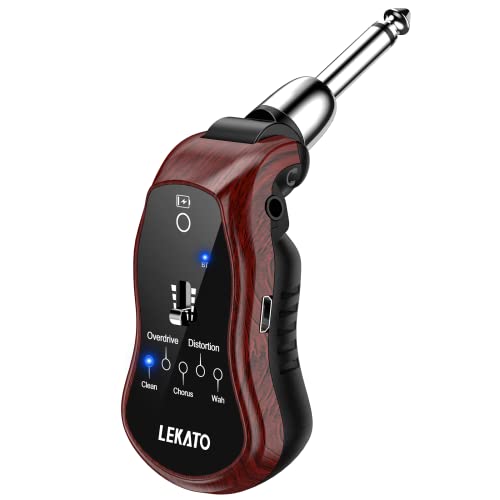 ギターヘッドフォンアンプ LEKATO ミニギターアンプ 充電式 ポケットギターアンプ Bluetooth 受信機付き クリーンコーラスオーバードライブディストーションとワウの外観・全体像 画像