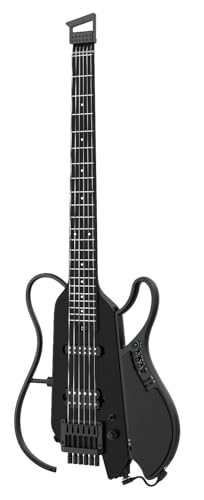Donner×MIYAVI HUSH X LIVE PRO エレキギター トラベルギター ヘッドレス 着脱式アンプ搭載 アンプモデリング＆エフェクト内蔵 ブラックの外観・全体像 画像