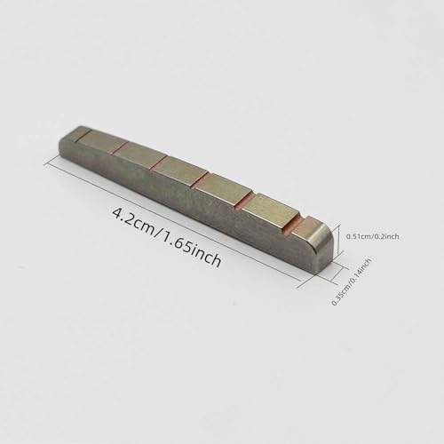 Generic エレキギター用ナット チタン合金製 ギターアクセサリー スロット付き 交換用パーツ, 42x3.5x5.1mmの詳細・まとめ 画像