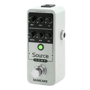 SONICAKE Source Comp コンプレッサーペダル ギターペダル ミニペダル エレキギターとベース用 高耐久メタルフットスイッチ オーバードライブペダル ソースコンプ 1