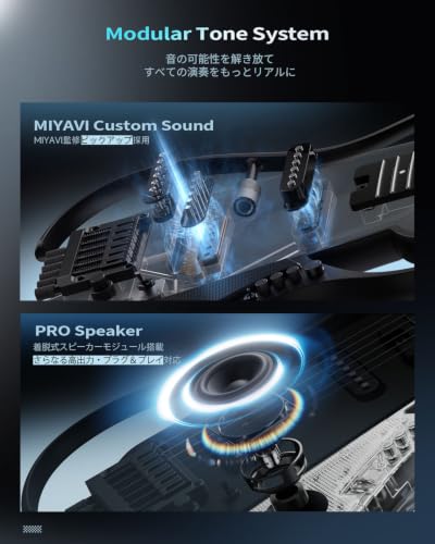 Donner×MIYAVI HUSH X LIVE PRO エレキギター トラベルギター ヘッドレス 着脱式アンプ搭載 アンプモデリング＆エフェクト内蔵 ブラックの特徴・詳細 画像