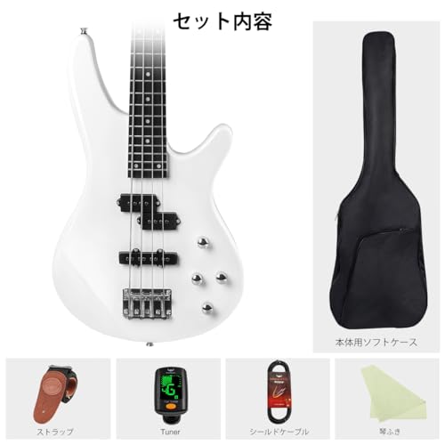 Bullfighter エレキベース 初心者入門セットアクセサリーセット付き、PB PJB 4弦bassエレキベース初心者入門パフォーマンスロック楽器 Bass [ソフトケース/シールド/ストラップ/ピック/調整用レンチ付属]の特徴・詳細 画像