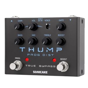 SONICAKE Thump ハイゲインディストーションペダル、Djent/ジェント、プログレッシブメタル、内蔵独立ブースト&ノイズゲートギターベースエフェクトペダル、モダン/ヴィンテージ2トーンモード、ピュアアナログ回路、トゥルーバイパス QDS-09 1