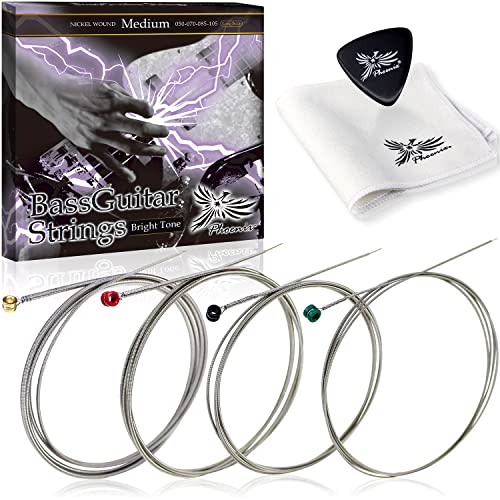 Phoenix ベース弦 【ロングスケール/4弦】 ベース 弦 サスティン ポールエンド 色分け BASS/お手入れクロス & ピック 付き<長期保証45日間> (ミディアム/Medium)の外観・全体像 画像