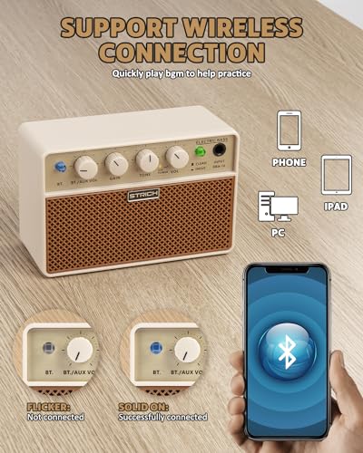 STRICH ミニベースアンプ 5W x 2 ポータブル ワイヤレス接続機能付き クリーン&ドライブチャンネル付き エレキベース用 SBA-10の特徴・詳細 画像